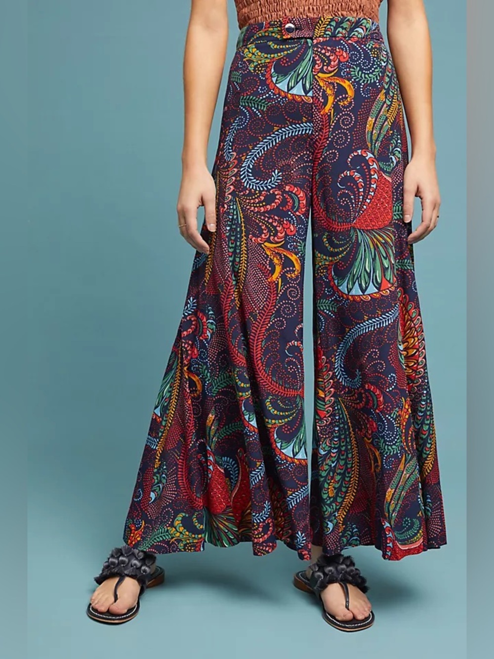 Anthropologie Ett:Twa Takutea Paisley Wide Leg Pants Multicolor Size 6